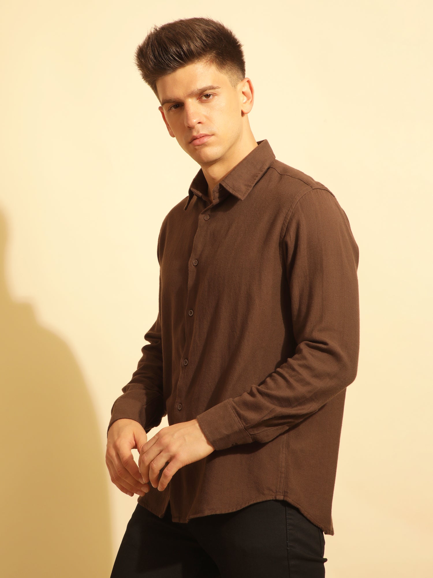 BUY BROWN COTTON SHIRT-BANEMAN – Baneman